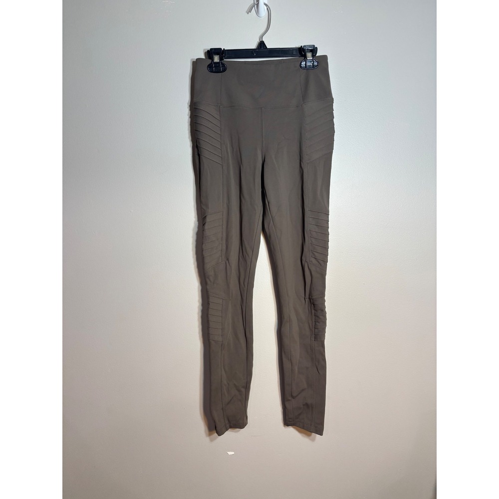 Athleta Delancey Moto Tight Leggings Taupe XS‎ Zipper Ankle Pockets